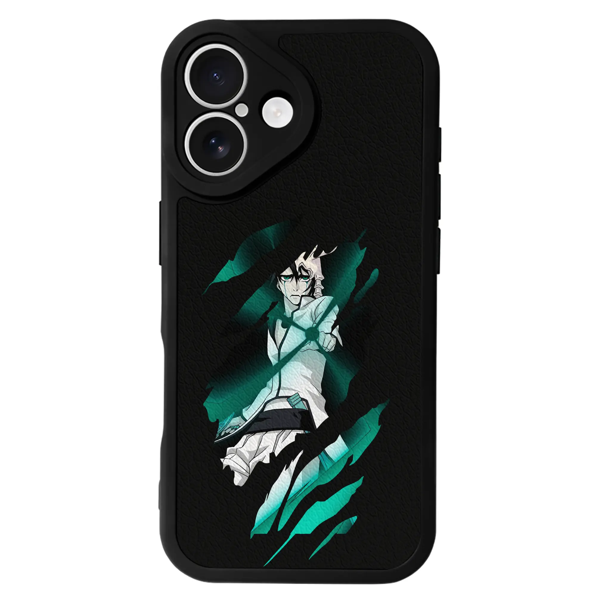 ブリーチ グッズ ウルキオラ・シファー - IPhone 16シリーズ対応 ・ シリコンスマホケース ・ レザー調 ・ 高精度フィット ・ 耐衝撃 ・ ワイヤレス充電対応 ・ 精密カット